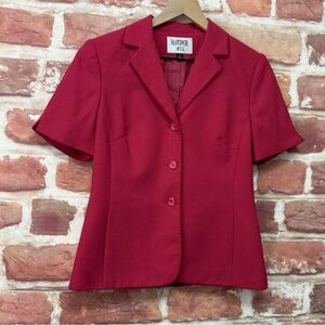 Kasper Blazer Jacket Women's Size 4 Dark Pink Career Office Work Button Up
